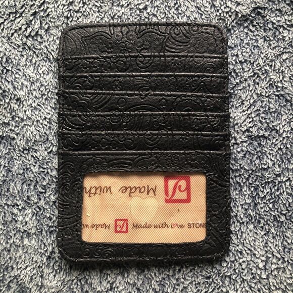 Stone Mountain Black Tooled Leather ID Card Holder - Picture 1 of 2